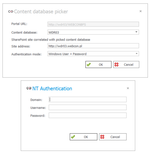 The image shows how to check the content database for SharePoint installation